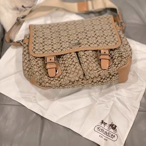 Coach Signature Logo Tan Messenger Bag